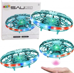Drone UFO controllato con la mano con luci LED turchese