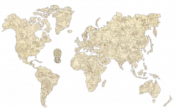 Mappa del mondo in legno con animali misura M (57 × 38 cm) WOODEN CITY