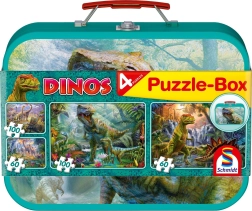 Puzzle per bambini Dinosauri 4v1 in valigetta di latta