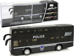 Autobus della polizia a due piani con trazione a frizione, luci e suoni