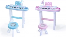 pianoforte elettronico per bambini con microfono e sgabello mp3, blu