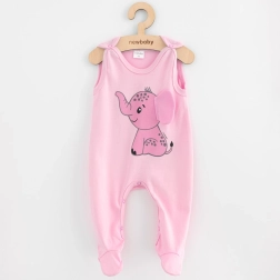 Pagliaccetto in cotone per bambini New Baby Happy Elephant rosa 74 (6–9 mesi)