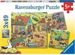 RAVENSBURGER Puzzle In fattoria 3x49 pezzi
