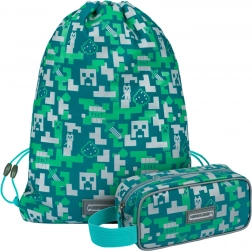 Set scolastico MINECRAFT Silver Creeper – astuccio e sacca per scarpe da ginnastica