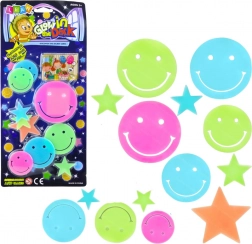 Adesivi fluorescenti da parete – smiley e stelline, 10 pz