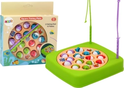 Gioco di pesca con 2 canne, 15 pesciolini, verde