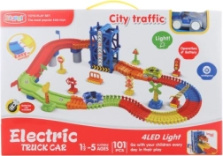 Pista con macchinina a batteria, luminosa – 101 pezzi