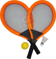 Woopie grandi racchette per tennis e badminton per bambini set con pallina e volano