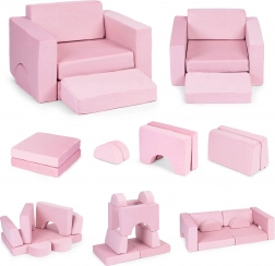 Poltrona modulare per bambini 8 in 1 ECOTOYS – Rosa
