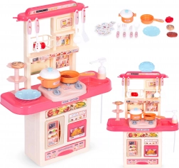 Cucina giocattolo con suoni, luci LED e lavello, 10 accessori – Rosa