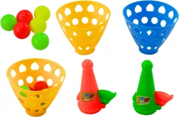 Gioco di abilità con cestini per palline e lanciatore, 2 cestini e 6 palline