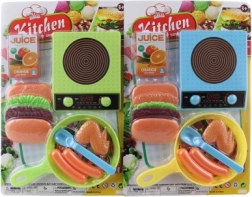 Set cucina per bambini con fornello, padella e cibo finto
