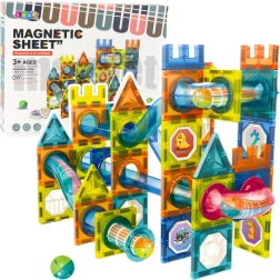 Set di costruzioni magnetiche con pista a biglie, 98 pezzi