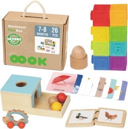 box educativo montessori 6in1 WOOPIE GREEN per neonati 7–8 mesi, 26 pezzi, FSC
