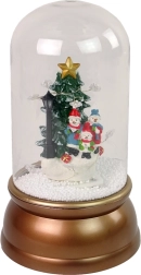 Decorazione natalizia in vetro con neve e pupazzi di neve, oro