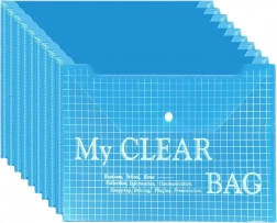Cartella trasparente con chiusura a scatto blu A4