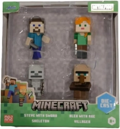 Minecraft figurine in metallo 6 cm, set da 4 pezzi