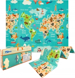 humbi tappetino pieghevole in schiuma XPE bifacciale 200 × 180 × 1 cm mappa del mondo e strade