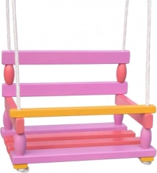 Altalena in legno per bambini 40 × 30 cm, portata 80 kg – Rosa