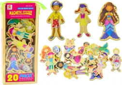 Figurine magnetiche in legno con costumi colorati, 20 pezzi