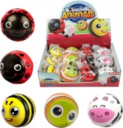 Pallina di gomma rimbalzante con animaletti 6 cm, mix di motivi