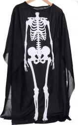 mantello nero con motivo scheletro per bambini