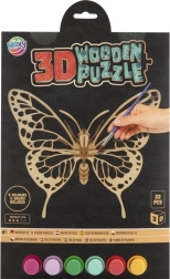 MOXY puzzle 3D in legno da colorare farfalla