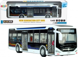Autobus urbano elettrico in scala 1:42 in metallo bianco con luci