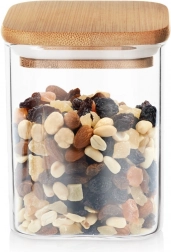 Barattolo in vetro per alimenti sfusi con coperchio in bambù e guarnizione 850 ml