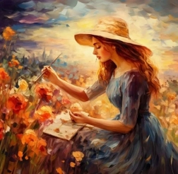 Mosaico di diamanti - donna con cappello