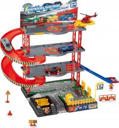 Stazione di parcheggio con elicottero e auto in metallo 59 × 27 × 39 cm