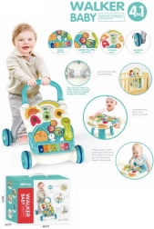 girello spingibile casetta con pianino 4in1 blu