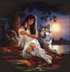 Pittura diamantata Indiana con lupo 30 × 40 cm