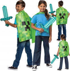 Costume Minecraft con spada di diamante e mantello Creeper per bambini