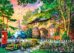 Puzzle TREFL Premium Plus: Ora del tè - Sleepy Lane Cottage 1000 pezzi