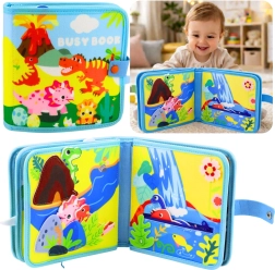 Libro sensoriale in feltro con dinosauri – quiet book educativo per bambini