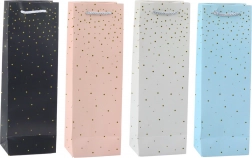 Borsa regalo di carta per bottiglia con punti dorati 35 x 12 x 9 cm