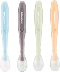 NATTOU cucchiaini in silicone con punta morbida, set da 4 pezzi