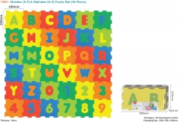 Puzzle da pavimento in schiuma 36 pezzi con numeri e lettere in EVA per bambini 10m+