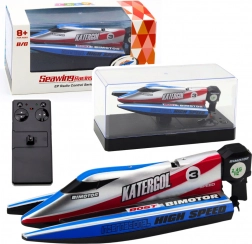 Motoscafo a motore radiocomandato blu-argento 14 cm