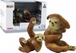 Set di 2 figurine di bradipi – adulto e cucciolo, serie Animali del mondo