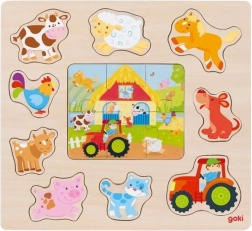 Giocattolo in legno Goki e puzzle Animali della fattoria