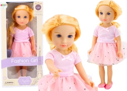 Bambola in abito rosa con gonna in tulle e capelli biondi