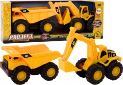 Set macchine da costruzione escavatore ribaltabile Truck trasloco giallo