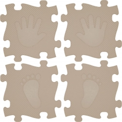 Tappetino puzzle ortopedico per bambini - Mani e piedi 16 pezzi - Beige