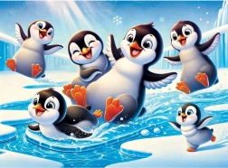 Puzzle in legno Pinguini allegri WOODEN CITY, 40 pezzi