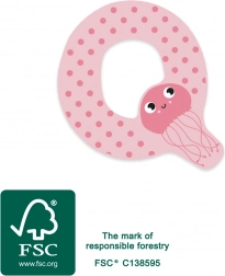 Lettera Q in legno con medusa per bambini