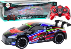 auto sportiva RC 1:10 con luci LED, velocità 25 km/h, nero
