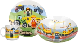 Set da tavola per bambini The Builders, 3 pezzi in ceramica