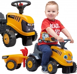 Triciclo senza pedali JCB con rimorchio per bambini da 1 anno